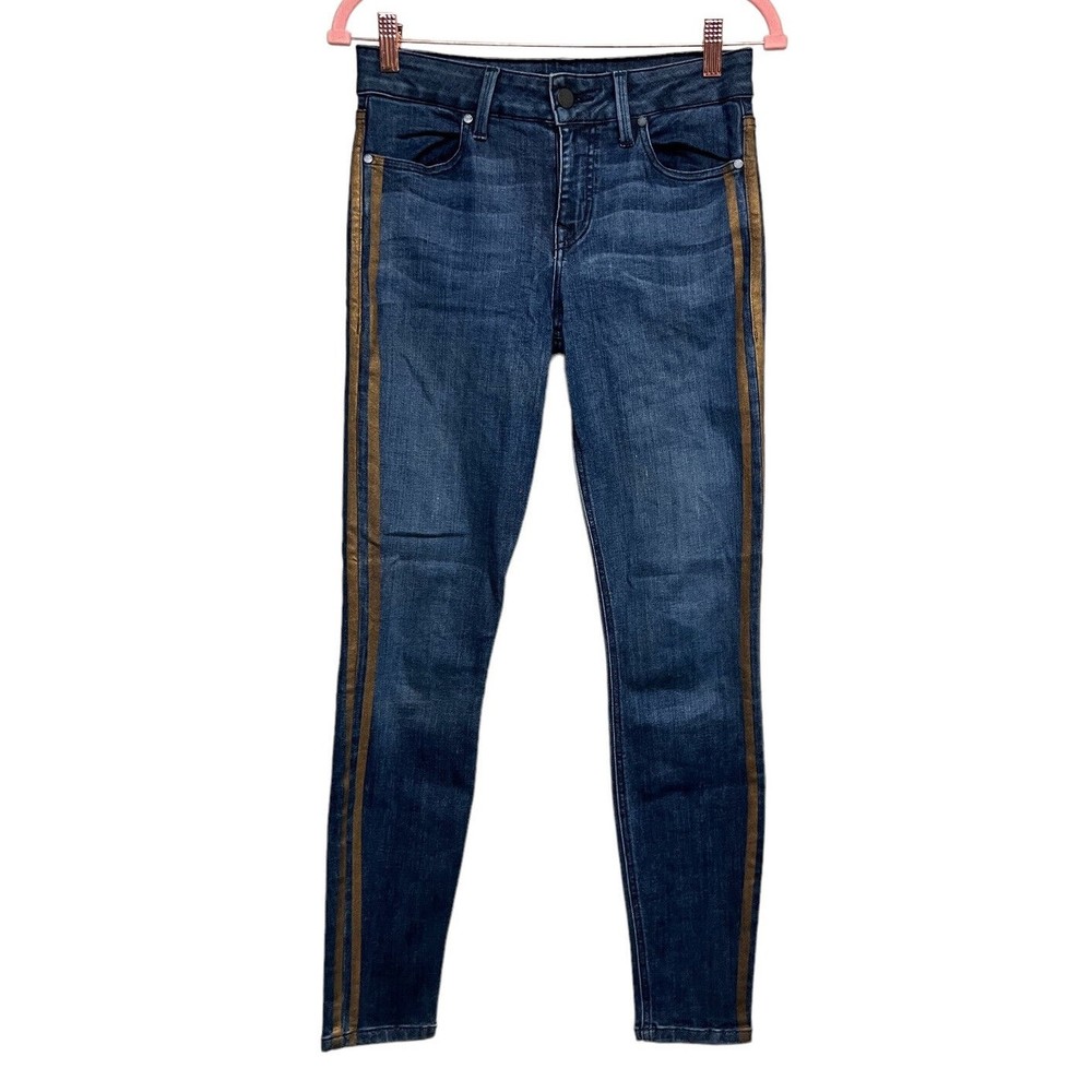 Level 99 Dark Wash Skinny Jeans W/Gold Strip Detail Women’s‎ Size 27